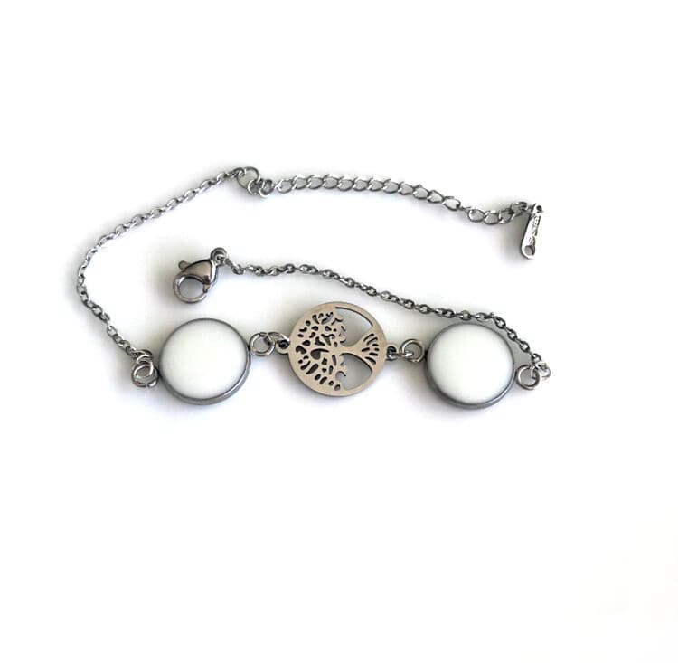 Bracelet with tree of life & 2x breast milk pendants